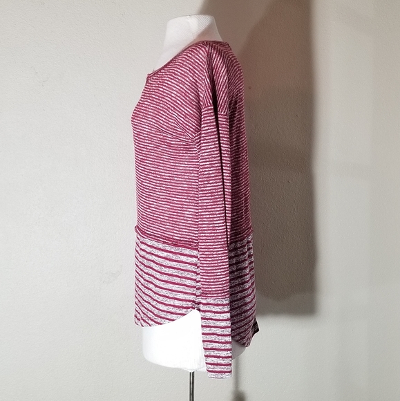 Hem & Thread Pullover Striped Burgundy Gray Size S - Picture 6 of 14